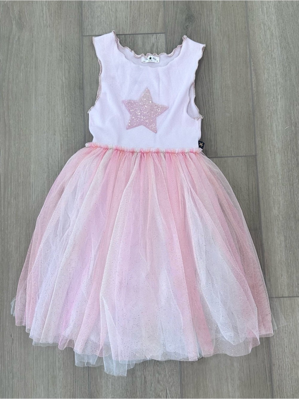 Petite Hailey tulle dress w sequins star pink size 8